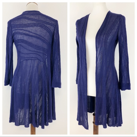 NIC + ZOE Purple Linen Open Front Top Layer XS - Picture 2 of 6